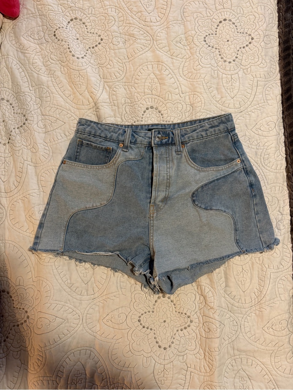 wild fable Two-Tone Blue High-Rise Denim Shorts